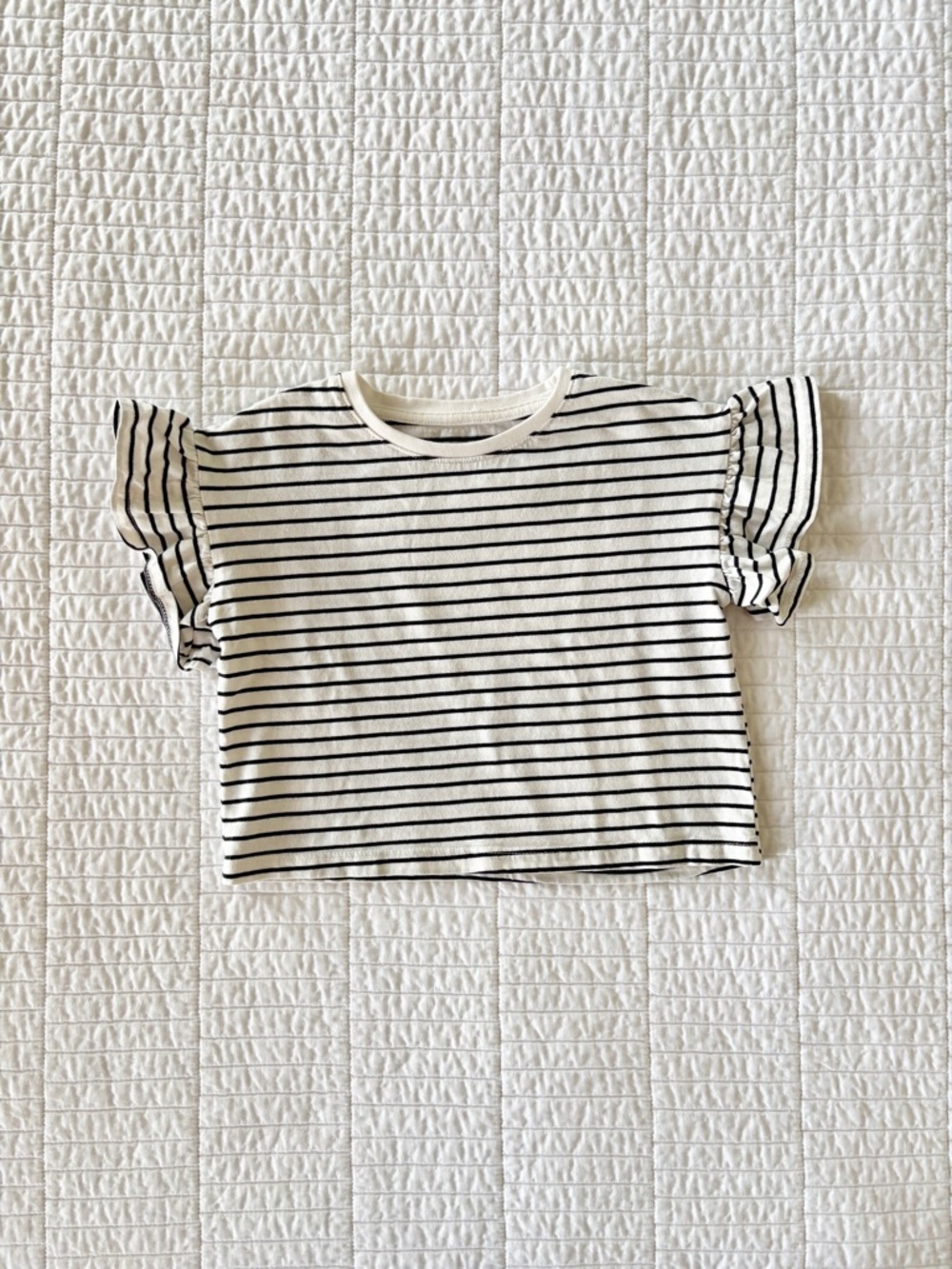 H&M Black & White Striped Flutter Sleeved Top - Toddler Girls Size 2T